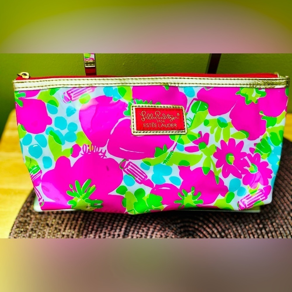 Lilly Pulitzer For Estée Lauder Pink and Green Makeup Bag